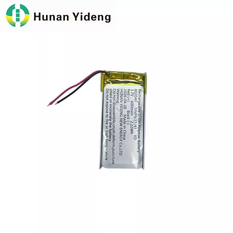وائس ریکارڈر اور الیکٹریکل کھلونوں کے لیے 802040 600mAh ریچارج ایبل بیٹری